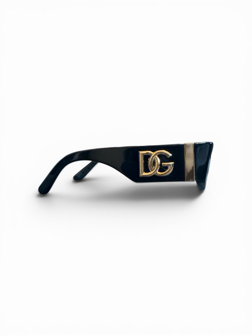 Dolce & Gabbana Black Sunglasses with Gold DG Temple Detail